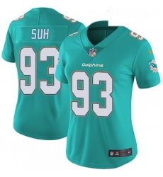 Womens Nike Miami Dolphins 93 Ndamukong Suh Elite Aqua Green Team Color NFL Jersey