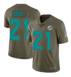 Nike Dolphins #21 Frank Gore Olive Youth Stitched NFL Limited 2017 Salute to Service Jersey