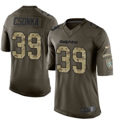 Nike Dolphins #39 Larry Csonka Green Youth Stitched NFL Limited Salute to Service Jersey