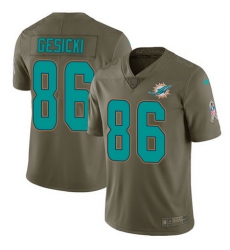 Nike Dolphins #86 Mike Gesicki Olive Youth Stitched NFL Limited 2017 Salute to Service Jersey
