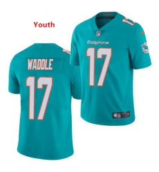 Youth Miami Dolphins 17 Jaylen Waddle Aqua 2021 Vapor Untouchable Limited Stitched Jersey