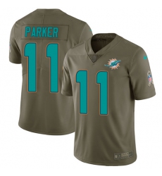 Youth Nike Dolphins #11 DeVante Parker Olive Stitched NFL Limited 2017 Salute to Service Jersey