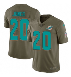Youth Nike Dolphins #20 Reshad Jones Olive Stitched NFL Limited 2017 Salute to Service Jersey