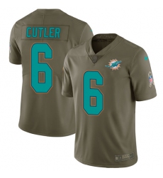 Youth Nike Dolphins #6 Jay Cutler Olive Stitched NFL Limited 2017 Salute to Service Jersey