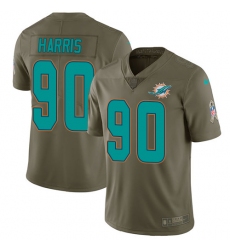 Youth Nike Dolphins #90 Charles Harris Olive Stitched NFL Limited 2017 Salute to Service Jersey