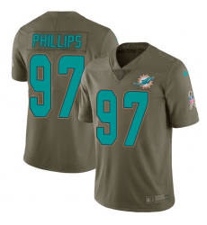 Youth Nike Dolphins #97 Jordan Phillips Olive Stitched NFL Limited 2017 Salute to Service Jersey