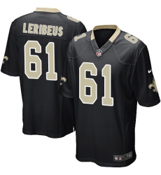 Game Nike Black Mens Josh LeRibeus Home Jersey NFL 61 New Orleans Saints