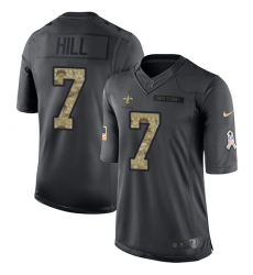 Limited Nike Black Mens Taysom Hill Jersey NFL 7 New Orleans Saints 2016 Salute to Service