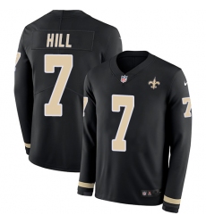 Limited Nike Black Mens Taysom Hill Jersey NFL 7 New Orleans Saints Therma Long Sleeve