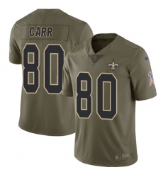 Limited Nike Olive Mens Austin Carr Jersey NFL 80 New Orleans Saints 2017 Salute to Service