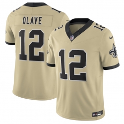 Men New Orleans Saints 12 Chris Olave Gold 2025 F U S E  Alternate Vapor Limited Stitched Football Jersey