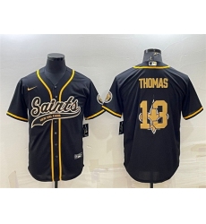 Men New Orleans Saints 13 Michael Thomas Black Team Big Logo With Patch Cool Base Stitched Baseball Jersey