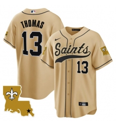 Men New Orleans Saints 13 Michael Thomas Gold 1987 Legacy Cool Base Stitched Baseball Jersey