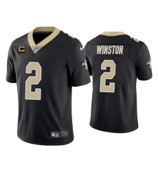 Men New Orleans Saints 2022 #2 Jameis Winston Black With 4-star C Patch Vapor Untouchable Limited Stitched NFL Jersey