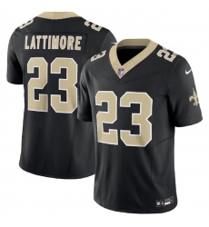 Men New Orleans Saints 23 Marshon Lattimore Black 2023 F U S E  Vapor Untouchable Limited Stitched Jersey