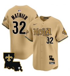 Men New Orleans Saints 32 Tyrann Mathieu Gold Cool Base Stitched Baseball Jersey