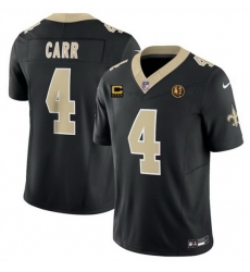 Men New Orleans Saints 4 Derek Carr Black 2023 F U S E  With 4 Star C Patch And John Madden Patch Vapor Limited Stitched Football Jersey