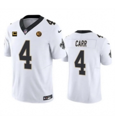 Men New Orleans Saints 4 Derek Carr White 2023 F U S E  With 4 Star C Patch And John Madden Patch Vapor Limited Stitched Football Jersey
