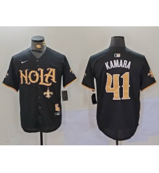 Men New Orleans Saints 41 Alvin Kamara Black Cool Base Stitched Baseball Jersey 2