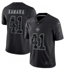 Men New Orleans Saints 41 Alvin Kamara Black Reflective Limited Stitched Football Jersey