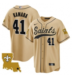 Men New Orleans Saints 41 Alvin Kamara Gold 1987 Legacy Cool Base Stitched Baseball Jersey