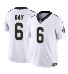 Men New Orleans Saints 6 Willie Gay White 2023 F U S E  Vapor Limited Stitched Football Jersey