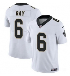 Men New Orleans Saints 6 Willie Gay White Vapor Limited Stitched Football Jersey