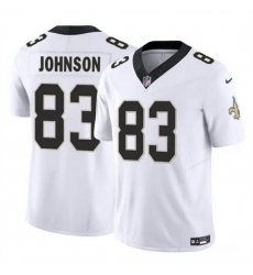 Men New Orleans Saints 83 Juwan Johnson White 2023 F U S E  Vapor Untouchable Limited Stitched Jersey