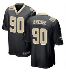 Men New Orleans Saints 90 Bryan Bresee Black 2023 Draft Stitched Game Jersey
