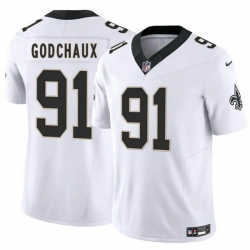 Men New Orleans Saints 91 Davon Godchaux White 2025 F U S E Vapor Limited Stitched Football Jersey