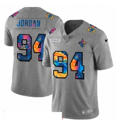 Men New Orleans Saints 94 Cameron Jordan Men Nike Multi Color 2020 NFL Crucial Catch NFL Jersey Greyheather
