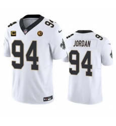 Men New Orleans Saints 94 Cameron Jordan White 2023 F U S E  With 4 Star C Patch And John Madden Patch Vapor Limited Stitched Football Jersey