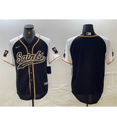 Men New Orleans Saints Blank Black White 1987 Legacy Cool Base Stitched Baseball Jersey