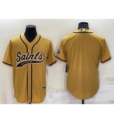 Men New Orleans Saints Blank Gold Cool Base Stitched Baseball Jersey