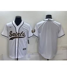 Men New Orleans Saints Blank White Cool Base Stitched Baseball Jersey