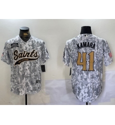 Men New Orleans Saints Team 41 Alvin Kamara 2024 Arctic Camo Salute To Service Stitched Baseball Jersey