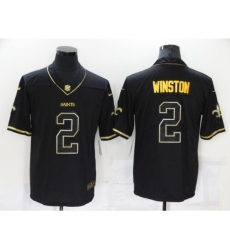 Men's New Orleans Saints #2 Jameis Winston Black Gold Throwback Limited Jersey