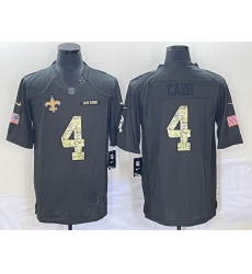 Men's New Orleans Saints #4 Derek Carr Black Anthracite 2016 Salute To Service Stitched NFL Nike Limited Jersey