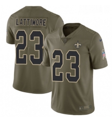 Mens Nike New Orleans Saints 23 Marshon Lattimore Limited Olive 2017 Salute to Service NFL Jersey