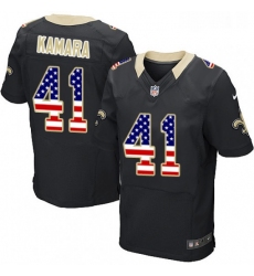 Mens Nike New Orleans Saints 41 Alvin Kamara Elite Black Home USA Flag Fashion NFL Jersey