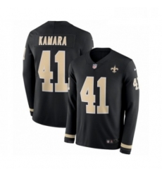 Mens Nike New Orleans Saints 41 Alvin Kamara Limited Black Therma Long Sleeve NFL Jersey