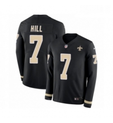 Mens Nike New Orleans Saints 7 Taysom Hill Limited Black Therma Long Sleeve NFL Jersey