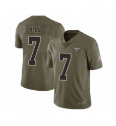 Mens Nike New Orleans Saints 7 Taysom Hill Limited Olive 2017 Salute to Service NFL Jersey