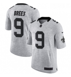 Mens Nike New Orleans Saints 9 Drew Brees Limited Gray Gridiron II NFL Jersey