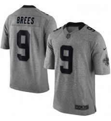 Mens Nike New Orleans Saints 9 Drew Brees Limited Gray Gridiron NFL Jersey