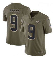 Mens Nike New Orleans Saints 9 Drew Brees Limited Olive 2017 Salute to Service NFL Jersey