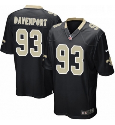 Mens Nike New Orleans Saints 93 Marcus Davenport Game Black Team Color NFL Jersey