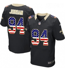 Mens Nike New Orleans Saints 94 Cameron Jordan Elite Black Home USA Flag Fashion NFL Jersey