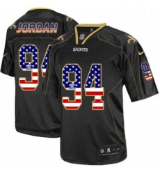 Mens Nike New Orleans Saints 94 Cameron Jordan Elite Black USA Flag Fashion NFL Jersey