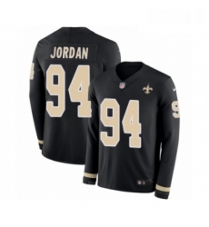 Mens Nike New Orleans Saints 94 Cameron Jordan Limited Black Therma Long Sleeve NFL Jersey